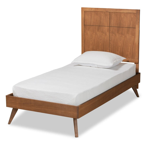 Baxton Studio Baxton Studio Noela Twin Platform Bed - Mid-Century Modern Walnut Finish, Stylish & Durable Design Noela-Ash Walnut-Twin