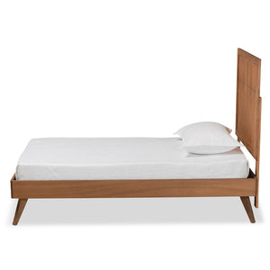 Baxton Studio Baxton Studio Noela Twin Platform Bed - Mid-Century Modern Walnut Finish, Stylish & Durable Design Noela-Ash Walnut-Twin