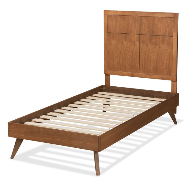 Baxton Studio Baxton Studio Noela Twin Platform Bed - Mid-Century Modern Walnut Finish, Stylish & Durable Design Noela-Ash Walnut-Twin