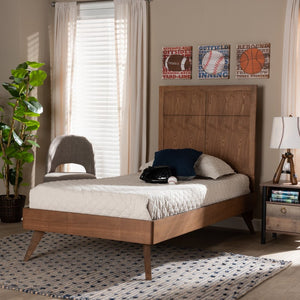Baxton Studio Baxton Studio Noela Twin Platform Bed - Mid-Century Modern Walnut Finish, Stylish & Durable Design Noela-Ash Walnut-Twin