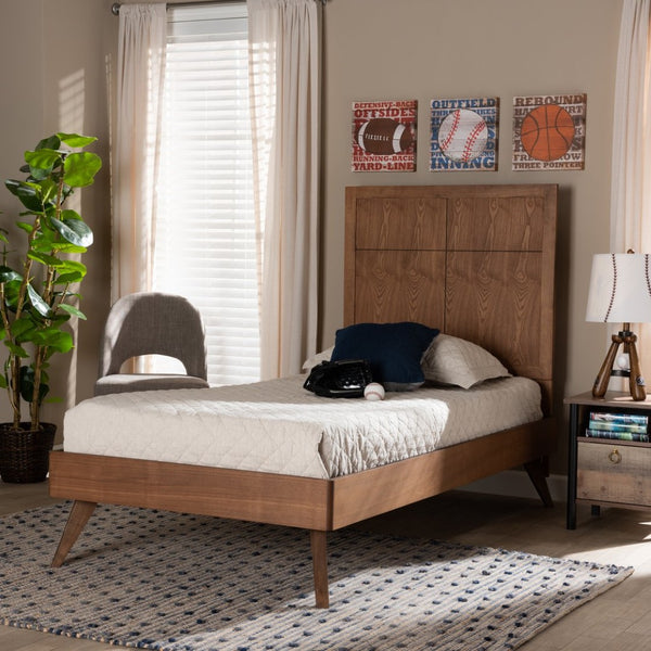Baxton Studio Baxton Studio Noela Twin Platform Bed - Mid-Century Modern Walnut Finish, Stylish & Durable Design Noela-Ash Walnut-Twin