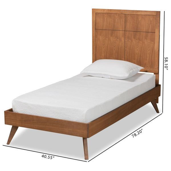 Baxton Studio Baxton Studio Noela Twin Platform Bed - Mid-Century Modern Walnut Finish, Stylish & Durable Design Noela-Ash Walnut-Twin