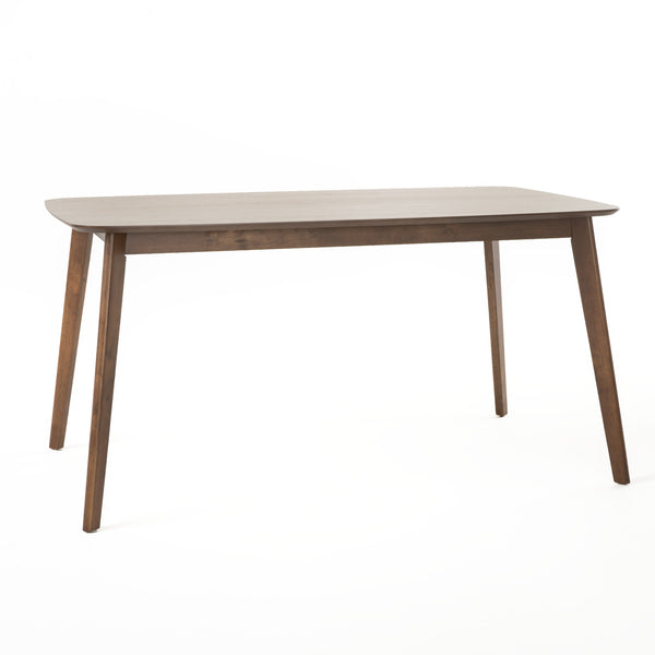 English Elm Christopher Knight Home® - DINING Mid-Century Solid Wood & Faux Wood Top Table with Rubberwood Legs, Sleek Rounded Edge Design Walnut 58907.00