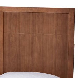 Baxton Studio Baxton Noela Platform Bed — Mid-Century Ash-Veneer Queen Bed Frame With Slatted Support, Adjustable Headboard Noela-Ash Walnut-Queen