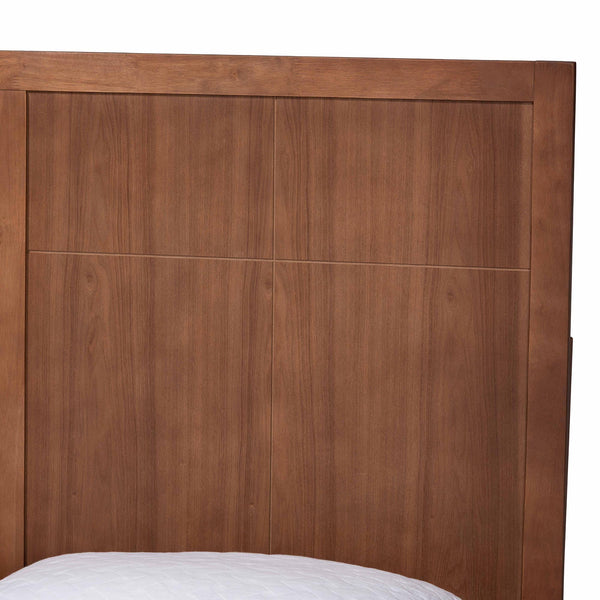Baxton Studio Baxton Noela Platform Bed — Mid-Century Ash-Veneer Queen Bed Frame With Slatted Support, Adjustable Headboard Noela-Ash Walnut-Queen