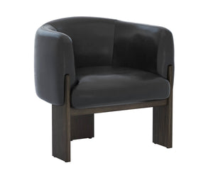 Trine Lounge Chair - Dark Brown - Vintage Black Night Leather 111408 Sunpan