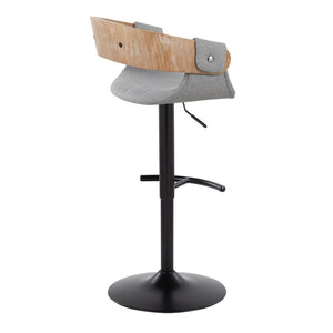 English Elm Elisa Mid-century Swivel Barstools with Grey Fabric Seat and Black Metal Base Set of 2 B202S00826