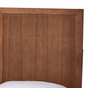 Baxton Studio Baxton Noela King Platform Bed — Mid-Century Rubberwood Frame, Adjustable Heights, Under-Bed Storage Noela-Ash Walnut-King