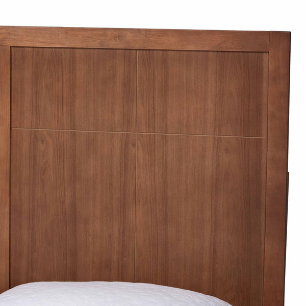 Baxton Studio Baxton Noela King Platform Bed — Mid-Century Rubberwood Frame, Adjustable Heights, Under-Bed Storage Noela-Ash Walnut-King