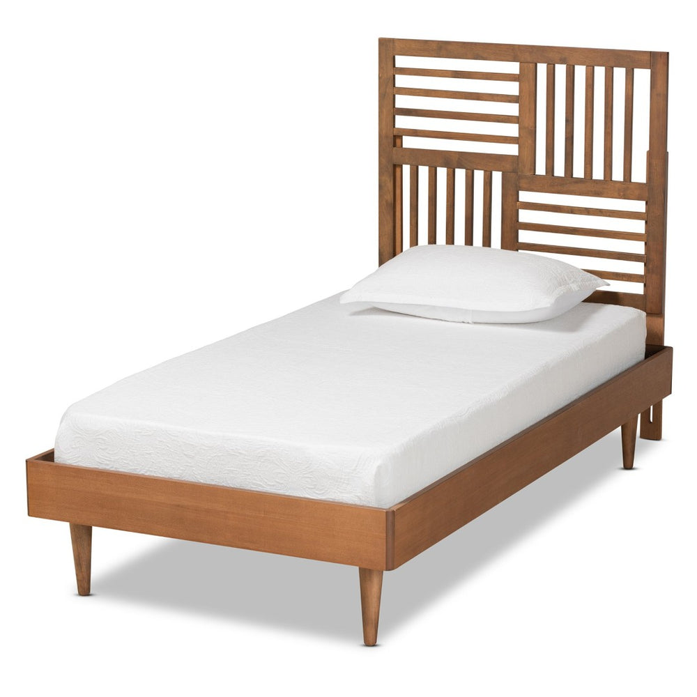 Baxton Studio Baxton Studio Romy Twin Size Platform Bed - Modern Walnut Wood with Adjustable Slatted Headboard Design Romy-Ash Walnut-Twin
