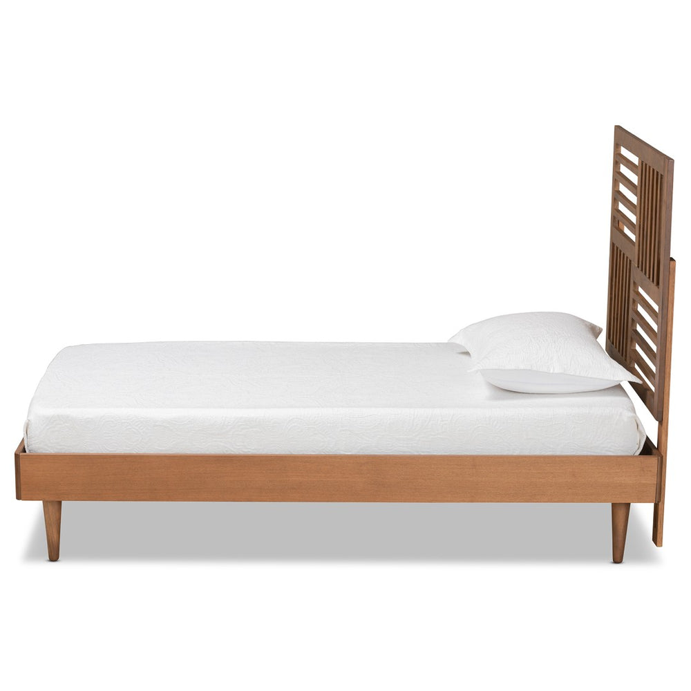Baxton Studio Baxton Studio Romy Twin Size Platform Bed - Modern Walnut Wood with Adjustable Slatted Headboard Design Romy-Ash Walnut-Twin