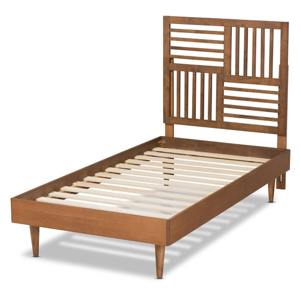 Baxton Studio Baxton Studio Romy Twin Size Platform Bed - Modern Walnut Wood with Adjustable Slatted Headboard Design Romy-Ash Walnut-Twin