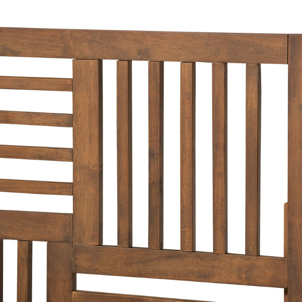 Baxton Studio Baxton Studio Romy Twin Size Platform Bed - Modern Walnut Wood with Adjustable Slatted Headboard Design Romy-Ash Walnut-Twin