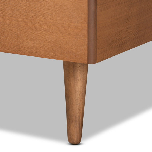 Baxton Studio Baxton Studio Romy Twin Size Platform Bed - Modern Walnut Wood with Adjustable Slatted Headboard Design Romy-Ash Walnut-Twin