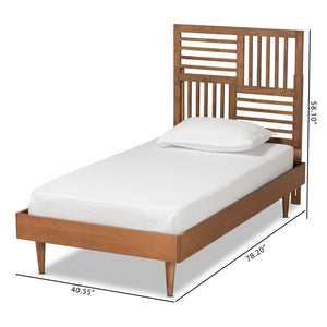 Baxton Studio Baxton Studio Romy Twin Size Platform Bed - Modern Walnut Wood with Adjustable Slatted Headboard Design Romy-Ash Walnut-Twin