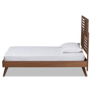 Baxton Studio Baxton Studio Gemma Twin Size Platform Bed - Mid-Century Modern Walnut Finish with Adjustable Headboard Gemma-Ash Walnut-Twin