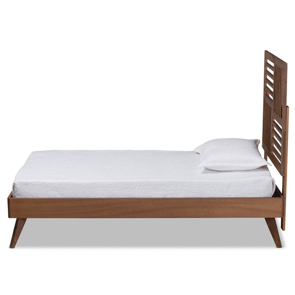 Baxton Studio Baxton Studio Gemma Twin Size Platform Bed - Mid-Century Modern Walnut Finish with Adjustable Headboard Gemma-Ash Walnut-Twin