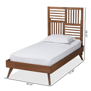 Baxton Studio Baxton Studio Gemma Twin Size Platform Bed - Mid-Century Modern Walnut Finish with Adjustable Headboard Gemma-Ash Walnut-Twin