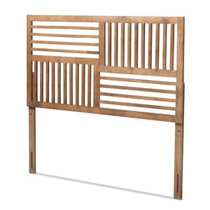 Baxton Studio Baxton Modern Slatted Wood Headboard in Ash Walnut Finish - Stylish and Adjustable Twin Bedroom Focal Point Adler Queen MG9747-Ash Walnut-HB-Queen