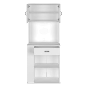 English Elm Poole Pantry Cabinet White with Microwave Countertop, Drawer, 3 Side Shelves & Adjustable Legs B128P148963