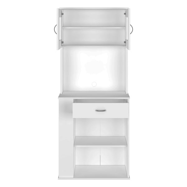 English Elm Poole Pantry Cabinet White with Microwave Countertop, Drawer, 3 Side Shelves & Adjustable Legs B128P148963