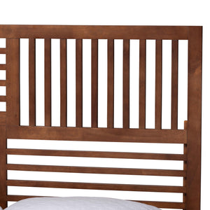 Baxton Studio Baxton Gemma King Platform Bed – Mid‑Century Slatted Headboard, Angled Legs, Low‑Profile Storage Gemma-Ash Walnut-King