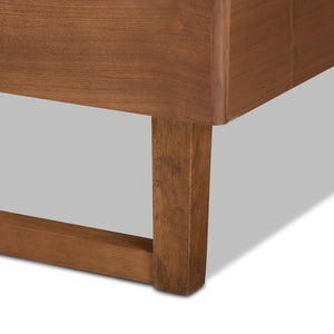 Baxton Studio Baxton Modern King Size Platform Bed with Walnut Finish, Spindle Headboard & Solid Wood Support Lucie Full Lucie-Ash Walnut-Full