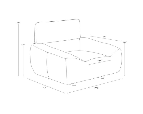 Sunpan Paget Italian Leather Glider Lounge Chair with Locking Mechanism for Modern Living 111480