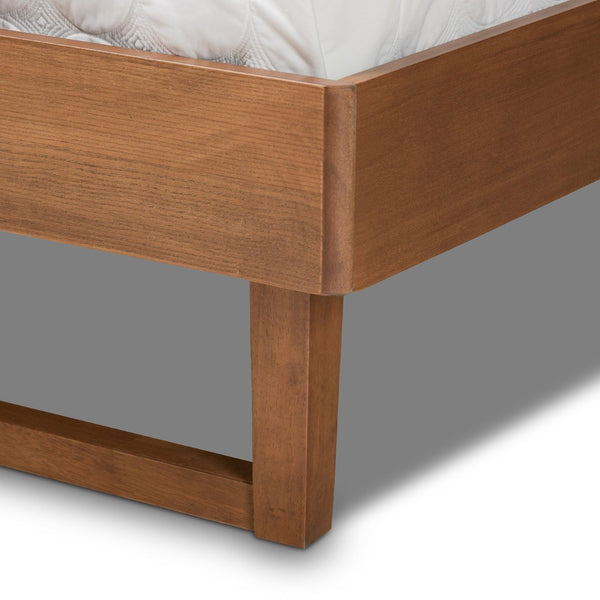 Baxton Studio Baxton Modern King Size Platform Bed with Walnut Finish, Spindle Headboard & Solid Wood Support Lucie Lucie-Ash Walnut-King