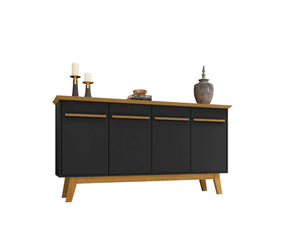 English Elm Yonkers 63" Sideboard with Soft-Close Doors and Removable Shelf, Beveled Top & Solid Wood Legs Black B365P398256