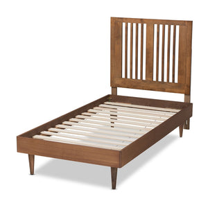 Baxton Studio Baxton Studio Mid-Century Modern Ash Walnut Twin Platform Bed with Adjustable Headboard Design Kioshi Twin Kioshi-Ash Walnut-Twin