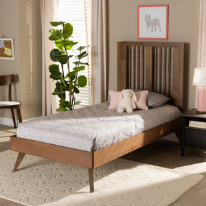 Baxton Studio Baxton Studio Mid-Century Modern Platform Bed in Ash Walnut Finish - Stylish and Practical Design Takeo Twin Takeo-Ash Walnut-Twin