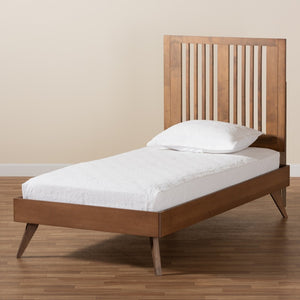 Baxton Studio Baxton Studio Mid-Century Modern Platform Bed in Ash Walnut Finish - Stylish and Practical Design Takeo Twin Takeo-Ash Walnut-Twin