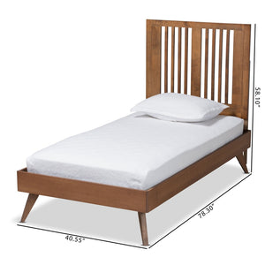 Baxton Studio Baxton Studio Mid-Century Modern Platform Bed in Ash Walnut Finish - Stylish and Practical Design Takeo Twin Takeo-Ash Walnut-Twin