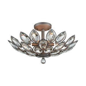 La Crescita 6-Light Semi Flush in Weathered Zinc with Clear Crystal 11151/6 Elk Lighting