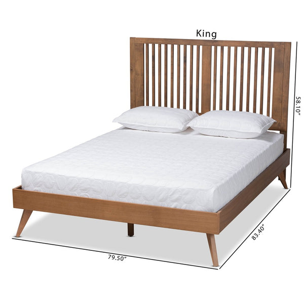 Baxton Studio Baxton Studio Mid-Century Modern Platform Bed in Ash Walnut Finish - Stylish and Practical Design Takeo King Takeo-Ash Walnut-King