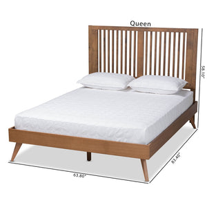 Baxton Studio Baxton Studio Mid-Century Modern Platform Bed in Ash Walnut Finish - Stylish and Practical Design Takeo King Takeo-Ash Walnut-King