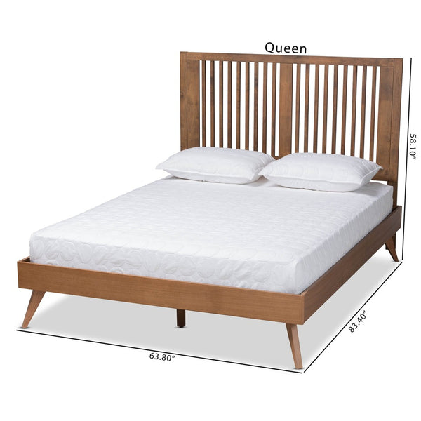 Baxton Studio Baxton Studio Mid-Century Modern Platform Bed in Ash Walnut Finish - Stylish and Practical Design Takeo King Takeo-Ash Walnut-King