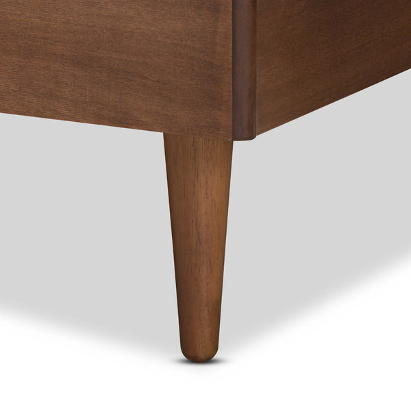 Baxton Studio Baxton Studio Mid-Century Modern Ash Walnut Twin Platform Bed with Adjustable Headboard Design Kioshi Queen Kioshi-Ash Walnut-Queen