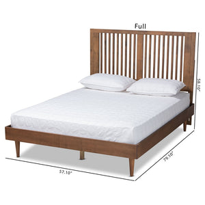 Baxton Studio Baxton Studio Mid-Century Modern Ash Walnut Twin Platform Bed with Adjustable Headboard Design Kioshi Queen Kioshi-Ash Walnut-Queen