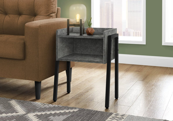 English Elm Accent Table Two Tier Industrial Nightstand with Reclaimed Wood Look and Black Metal Legs B2710P219345