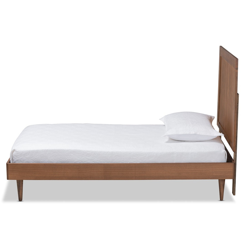 Baxton Studio Baxton Studio Mid-Century Modern King Platform Bed with Adjustable Headboard and Tapered Legs Nicola Twin Nicola-Ash Walnut-Twin