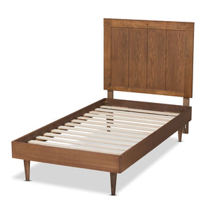 Baxton Studio Baxton Studio Mid-Century Modern King Platform Bed with Adjustable Headboard and Tapered Legs Nicola Twin Nicola-Ash Walnut-Twin