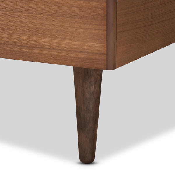 Baxton Studio Baxton Studio Mid-Century Modern King Platform Bed with Adjustable Headboard and Tapered Legs Nicola Twin Nicola-Ash Walnut-Twin