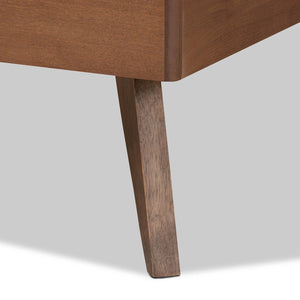 Baxton Studio Baxton Studio Mid-Century Modern Platform Bed with Adjustable Headboard and Rustic Ash Walnut Finish Amira Twin Amira-Ash Walnut-Twin