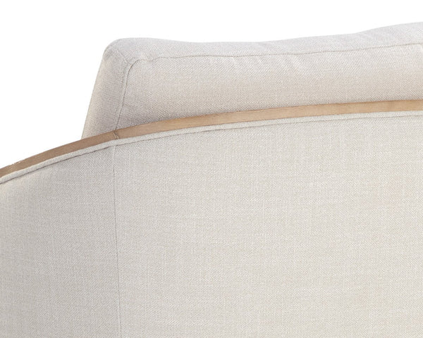 Sunpan Tasia Swivel Lounge Chair Linen Upholstered with Rubberwood Frame for Living Rooms Cream 111544V