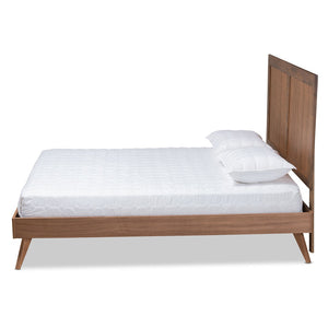 Baxton Studio Baxton Studio Mid-Century Modern Platform Bed with Adjustable Headboard and Rustic Ash Walnut Finish Amira Queen Amira-Ash Walnut-Queen