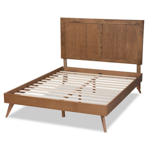 Baxton Studio Baxton Studio Mid-Century Modern Platform Bed with Adjustable Headboard and Rustic Ash Walnut Finish Amira Queen Amira-Ash Walnut-Queen