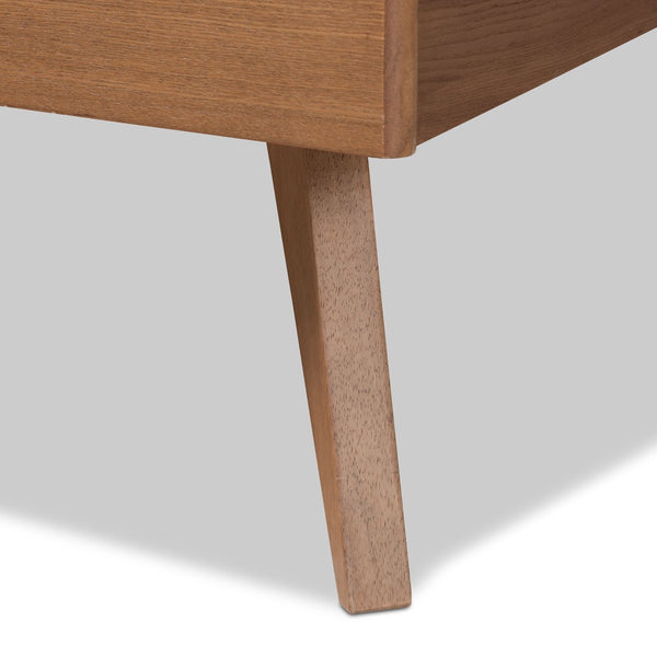 Baxton Studio Baxton Studio Mid-Century Modern Platform Bed with Adjustable Headboard and Rustic Ash Walnut Finish Amira Queen Amira-Ash Walnut-Queen