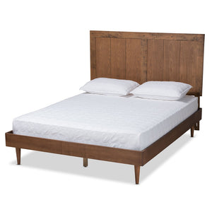 Baxton Studio Baxton Studio Mid-Century Modern King Platform Bed with Adjustable Headboard and Tapered Legs Nicola King Nicola-Ash Walnut-King